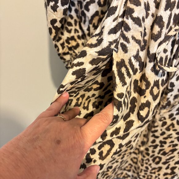 J. Crew Leopard Animal Print Ruffle Neck Smocked Puff Sleeve Dress - Picture 8 of 15